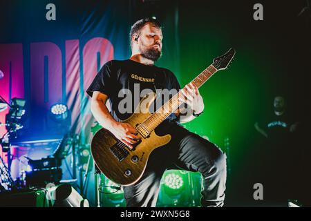 Copenhague, Danemark. 28 mars 2024. Le groupe de metalcore australien Polaris donne un concert au Pumpehuset à Copenhague. Ici le guitariste Rick Schneider est vu en direct sur scène. (Crédit photo : Gonzales photo - Nikolaj Bransholm). Banque D'Images