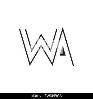 Lettre initiale WA logo Line unique Modern. Lettre initiale logo ligne unique moderne. trait de ligne de logo simple couleur noire Illustration de Vecteur
