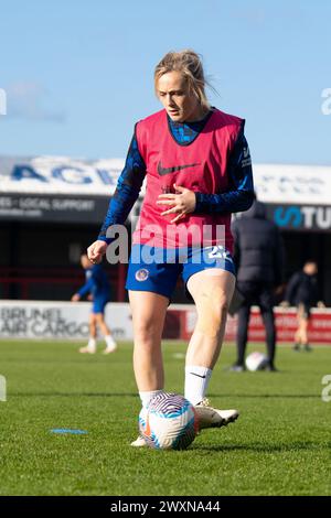 Dagenham, Royaume-Uni. 24 mars 2024. Erin Cuthbert s'échauffe au Chigwell construction Stadium, Dagenham, Angleterre. (Rachel Lee/SPP) crédit : photo de presse sportive SPP. /Alamy Live News Banque D'Images