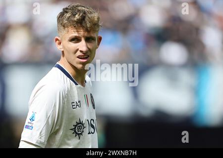 Jesper Lindstrom de la SSC Napoli lors du match de football Serie A entre la SSC Napoli et Atalanta BC au stade Diego Armando Maradona à Naples (Italie), le 30 mars 2024. Banque D'Images