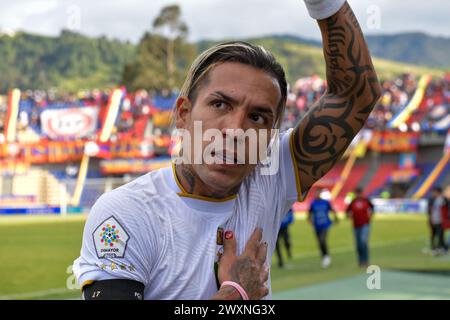 Pasto, Colombie. 30 mars 2024. Dayro Moreno, attaquant Once Caldas, joue lors du match de la ligue BetPlay DIMAYOR entre Once Caldas et Deportivo Pasto à Pasto, en Colombie, le 30 mars 2024. Photo par : Camilo Erasso/long Visual Press crédit : long Visual Press/Alamy Live News Banque D'Images