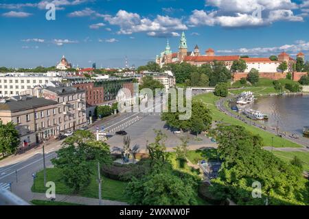 Powisle Street, Vistule boulevards, vieille ville, Cracovie, Pologne Banque D'Images