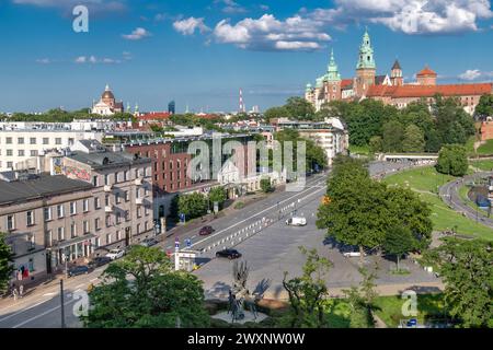 Powisle Street, Vistule boulevards, vieille ville, Cracovie, Pologne Banque D'Images