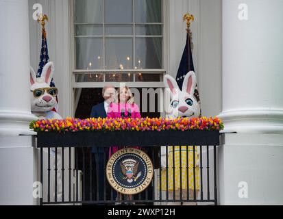 Washington DC, 1er avril 2024, États-Unis:, le rouleau annuel d'œufs de Pâques de la Maison Blanche a lieu sur le terrain de la Maison Blanche avec le président Joe Biden et Banque D'Images