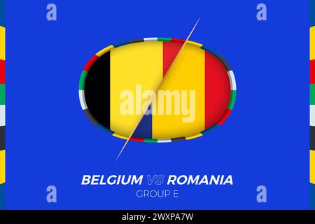 Belgique vs Roumanie icône de match de football pour le tournoi européen de football 2024, versus icône sur la phase de groupes. Icône vectorielle. Illustration de Vecteur