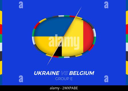 Ukraine vs Belgique icône de match de football pour le tournoi européen de football 2024, versus icône sur la phase de groupes. Icône vectorielle. Illustration de Vecteur