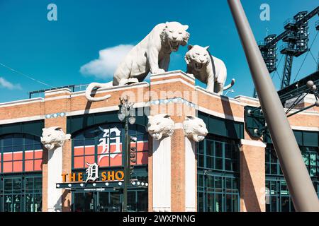 Boutique de cadeaux au Comerica Park, stade de baseball, stade des Detroit Tigers, à Detroit, Michigan, États-Unis. Banque D'Images