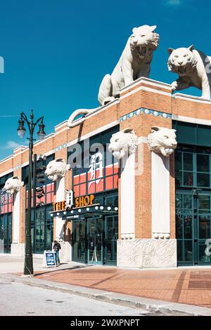 Boutique de cadeaux au Comerica Park, stade de baseball, stade des Detroit Tigers, à Detroit, Michigan, États-Unis. Banque D'Images