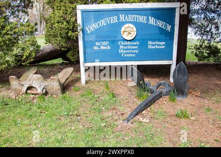 Panneau du musée maritime de Vancouver au parc Hadden à Vancouver, Colombie-Britannique, Canada Banque D'Images