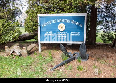 Panneau du musée maritime de Vancouver au parc Hadden à Vancouver, Colombie-Britannique, Canada Banque D'Images