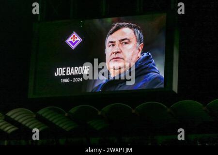 Milan, Italie - 1er avril 2024 - Inter vs Empoli série A - san siro se souvient de joe barone fiorentina manager décédé il y a deux semaines crédit : Kines Milano/Alamy Live News Banque D'Images