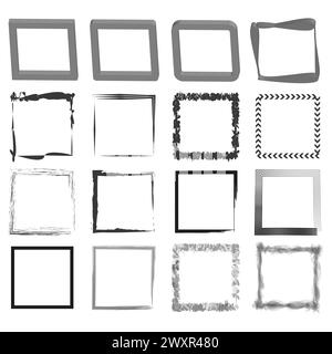 Ensemble de montures assorties. Variété de bordures carrées. Collection de cadres décoratifs. Cadres pour l'affichage d'illustrations. Illustration vectorielle. SPE 10. Illustration de Vecteur