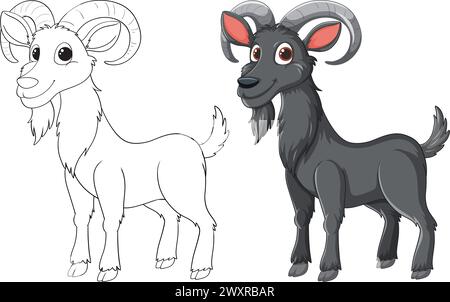 Illustration vectorielle d'un bélier, esquissé et coloré Illustration de Vecteur