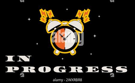 Bannière drôle à la mode sur le thème du travail, délai et procrastination. Rétro vecteur Illustration de Vecteur