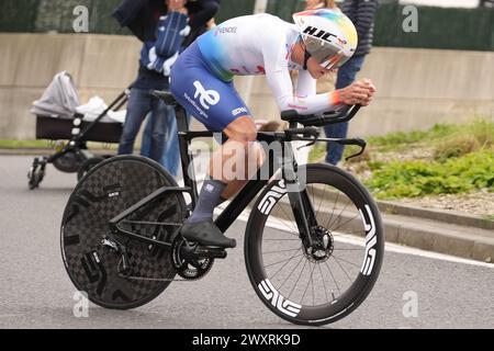 Irun, Espagne. 01st Apr, 2024. Fabien Doubey de TotalEnergies lors de l'Itzulia pays Basque 2024, épreuve cycliste, étape 1 Irun - Irun, contre la montre individuel le 1er avril 2024 à Irun, Espagne - photo Laurent Lairys/DPPI crédit : DPPI Media/Alamy Live News Banque D'Images