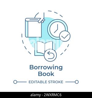 Icône de concept bleu doux d'emprunt de livre Illustration de Vecteur