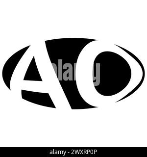 Logo ovale double lettre A O deux lettres ao OA Illustration de Vecteur
