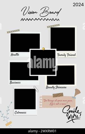 Collage de tableau de vision, collage photo de famille, modèle de moodboard, maquette de grille de collage Illustration de Vecteur