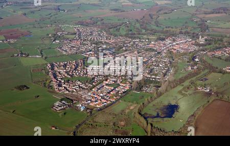 Vue aérienne de Bedale Market Town dans le Yorkshire du Nord Banque D'Images