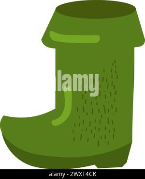 Botte verte haute avec bout courbé. Accessoire de costume de vacances, chaussures leprechaun gnomes, élément de fête heureux Patrick. Vecteur de dessin animé simple isolé sur wh Illustration de Vecteur