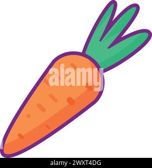 Carottes fraîches, lapin de Pâques nourriture préférée. Illustration minimaliste lumineuse pour la conception de bannière festive de Pâques. Elément vectoriel de dessin animé en trait fin Illustration de Vecteur