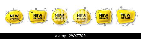 Nouvelle icône de mise à jour. Panneau d'offre spéciale. Icônes 3D de bulle de dialogue définies. Vecteur Illustration de Vecteur