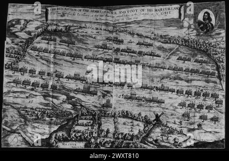 Guerre civile anglaise : la bataille de Naseby en 1645, Northamptonshire, gravure du XVIIe siècle Banque D'Images