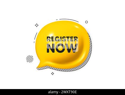 Inscrivez-vous maintenant. Offre d'inscription gratuite. Icône de bulle de bande dessinée 3D. Vecteur Illustration de Vecteur