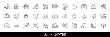 Comme, le réseau Cloud et les icônes de ligne Open Door. Pour l'application Web, impression. Icônes de ligne. Vecteur Illustration de Vecteur