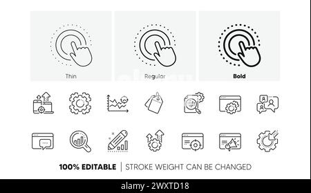 Icônes de ligne SEO. Statistiques du site Web, cibler et augmenter les ventes. Ensemble linéaire. Icônes de ligne. Vecteur Illustration de Vecteur