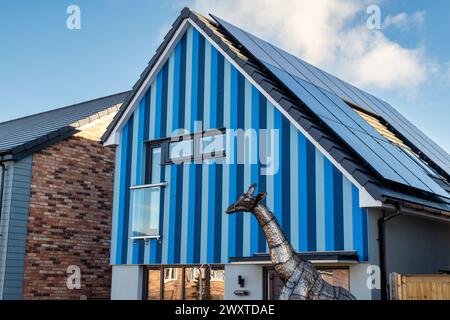 Maison construite sur mesure abstraite. Graven Hill, Bicester, Oxfordshire, Angleterre Banque D'Images