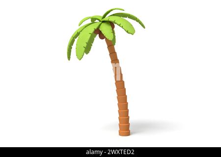 Arbre de palmier stylisé 3D de dessin animé sur blanc Banque D'Images