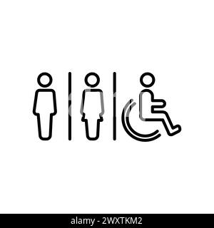 L'icône. L'homme et la femme isolée icône minimaliste. L'icône de la ligne de toilettes, contour vector sign, style linéaire Les pictogrammes isolé sur blanc. WC, symbole v Illustration de Vecteur