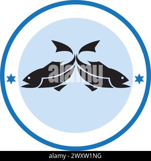 Logo poisson modèle. Symbole vecteur de création du club de pêche ou en ligne Illustration de Vecteur