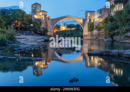 Stari Most, Vieux Pont, pont ottoman du XVIe siècle, Mostar, Bosnie Banque D'Images