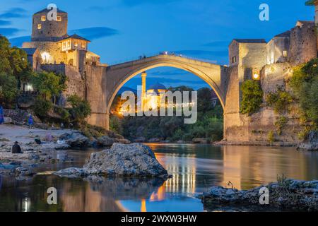 Stari Most, Vieux Pont, pont ottoman du XVIe siècle, Mostar, Bosnie Banque D'Images