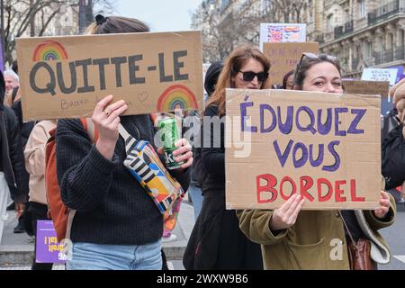 8 mars : grève féministe. Manifestation à Paris Banque D'Images