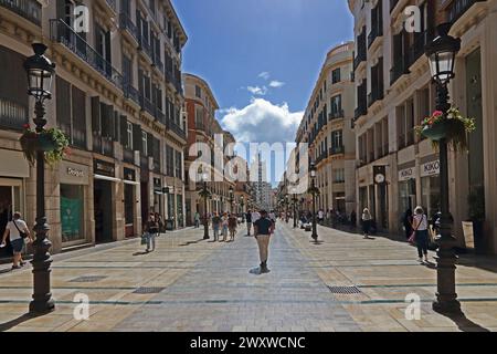 Vue le long de Calle marques de Larios, Malaga Banque D'Images