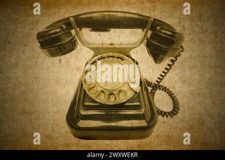 Old grunge vintage Phone on white isolated Banque D'Images