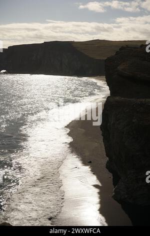 Reynisfjara, une plage de lave noire sur la côte sud de l'Islande près de Vik Banque D'Images