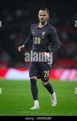 LONDRES, Royaume-Uni - 26 mars 2024 : James Maddison de l'Angleterre lors du match amical international de football entre l'Angleterre et la Belgique au stade de Wembley Banque D'Images