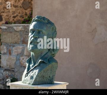 Yannis Ritsos Bust. Ritsos était un poète grec et un membre actif du parti communiste grec. Banque D'Images