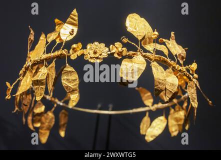 Couronne d'or, Musée archéologique, Istanbul, Turquie Banque D'Images