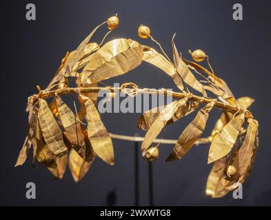 Couronne d'or, Musée archéologique, Istanbul, Turquie Banque D'Images