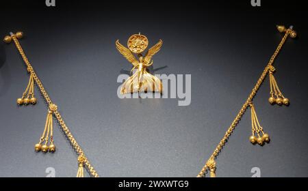 Collier d'or, Musée archéologique, Istanbul, Turquie Banque D'Images