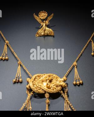 Collier d'or, Musée archéologique, Istanbul, Turquie Banque D'Images