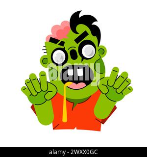 Dessin animé rampant zombie. Illustration clip art vectorielle avec des dégradés simples. Le tout en une seule couche. Illustration de Vecteur