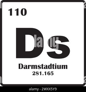 Darmstadtium élément chimique icône vecteur illustration symbole design Illustration de Vecteur