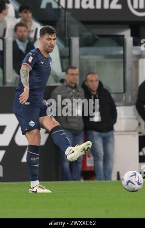 Allianz Stadium, Turin, Italie. 2 avril 2024. Coppa Italia Football ; Juventus versus Lazio ; Alessio Romagnoli de SS Lazio crédit : action plus Sports/Alamy Live News Banque D'Images