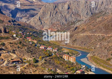 Paysage de montagne, Euphrate River, Apcaga, Kemaliye, Erzincan Province, Turquie Banque D'Images